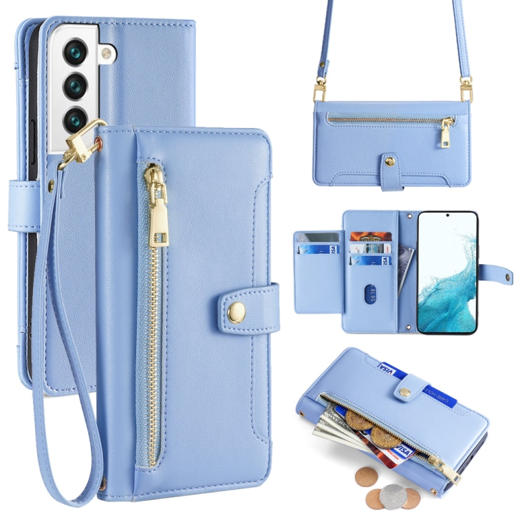 Sheep Texture Cross-body Zipper Wallet Leather Phone Case