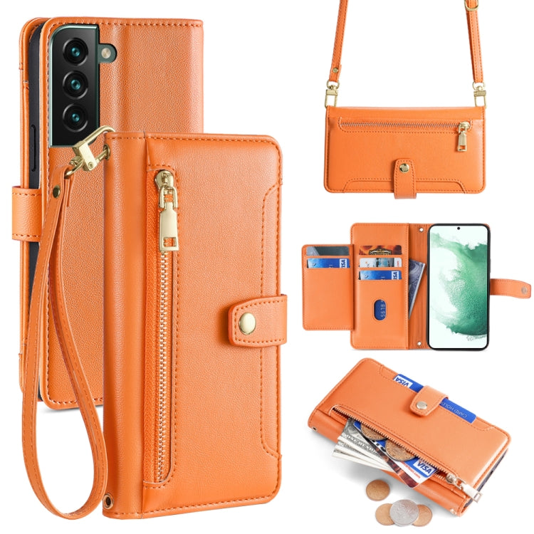 Sheep Texture Cross-body Zipper Wallet Leather Phone Case
