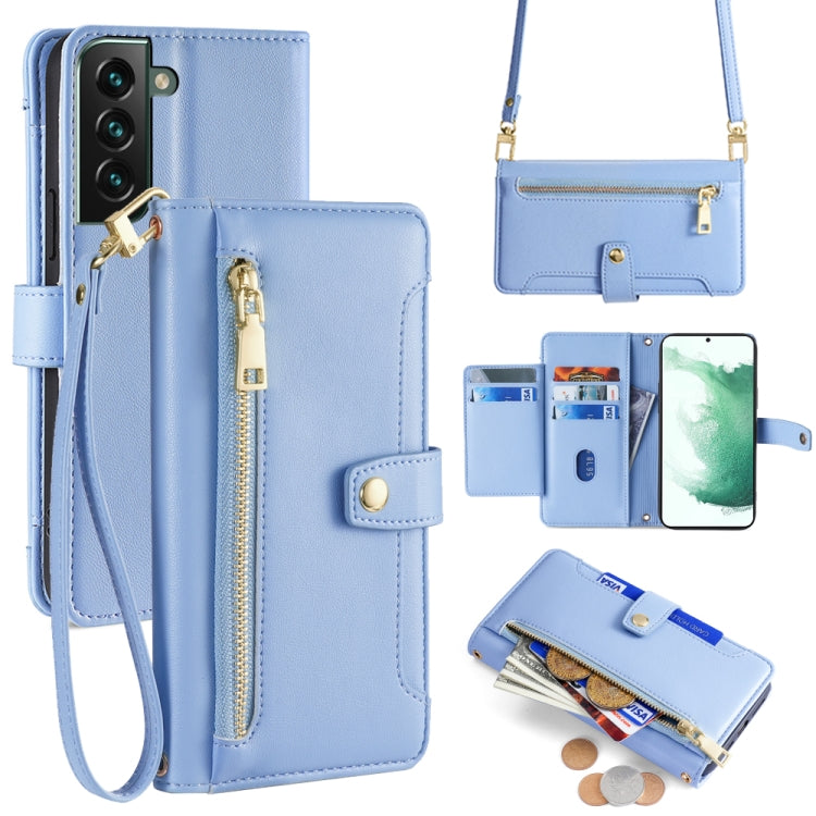 Sheep Texture Cross-body Zipper Wallet Leather Phone Case