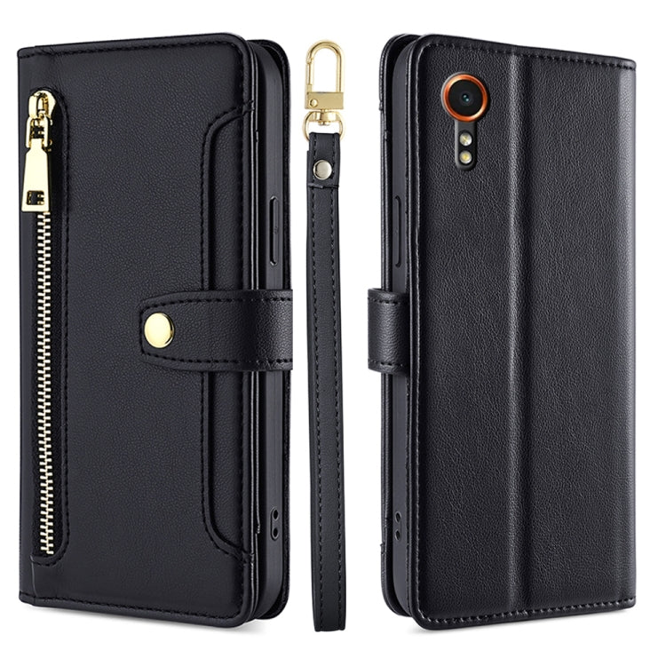 Étui portefeuille en cuir à fermeture éclair et motif mouton pour Samsung Galaxy M55 5G, Samsung Galaxy M15, Samsung Galaxy Xcover 7 5G, Samsung Galaxy S24 Ultra 5G et Samsung Galaxy S24+ 5G