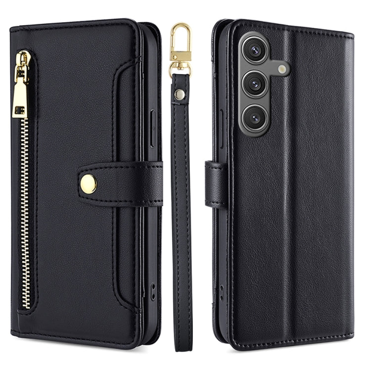 Étui portefeuille en cuir à fermeture éclair et motif mouton pour Samsung Galaxy M55 5G, Samsung Galaxy M15, Samsung Galaxy Xcover 7 5G, Samsung Galaxy S24 Ultra 5G et Samsung Galaxy S24+ 5G