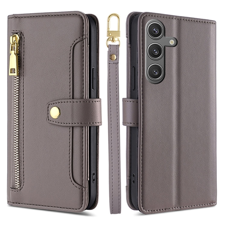 Étui portefeuille en cuir à fermeture éclair et motif mouton pour Samsung Galaxy M55 5G, Samsung Galaxy M15, Samsung Galaxy Xcover 7 5G, Samsung Galaxy S24 Ultra 5G et Samsung Galaxy S24+ 5G