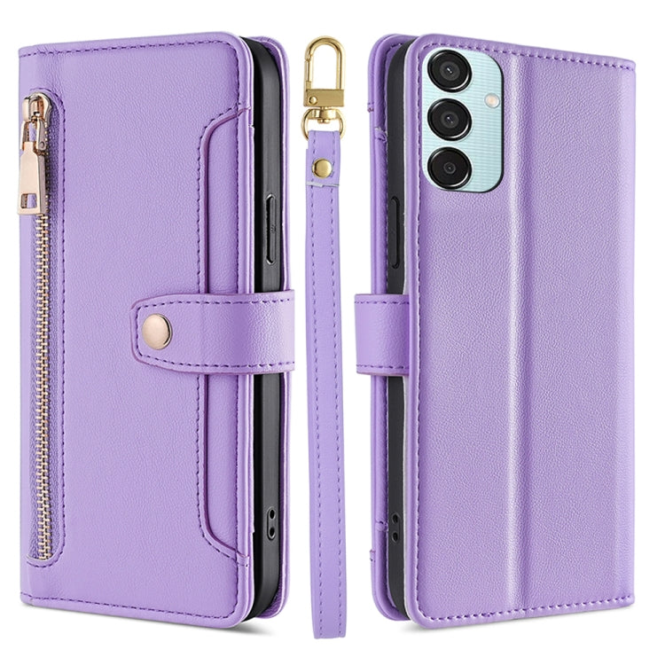 Étui portefeuille en cuir à fermeture éclair et motif mouton pour Samsung Galaxy M55 5G, Samsung Galaxy M15, Samsung Galaxy Xcover 7 5G, Samsung Galaxy S24 Ultra 5G et Samsung Galaxy S24+ 5G