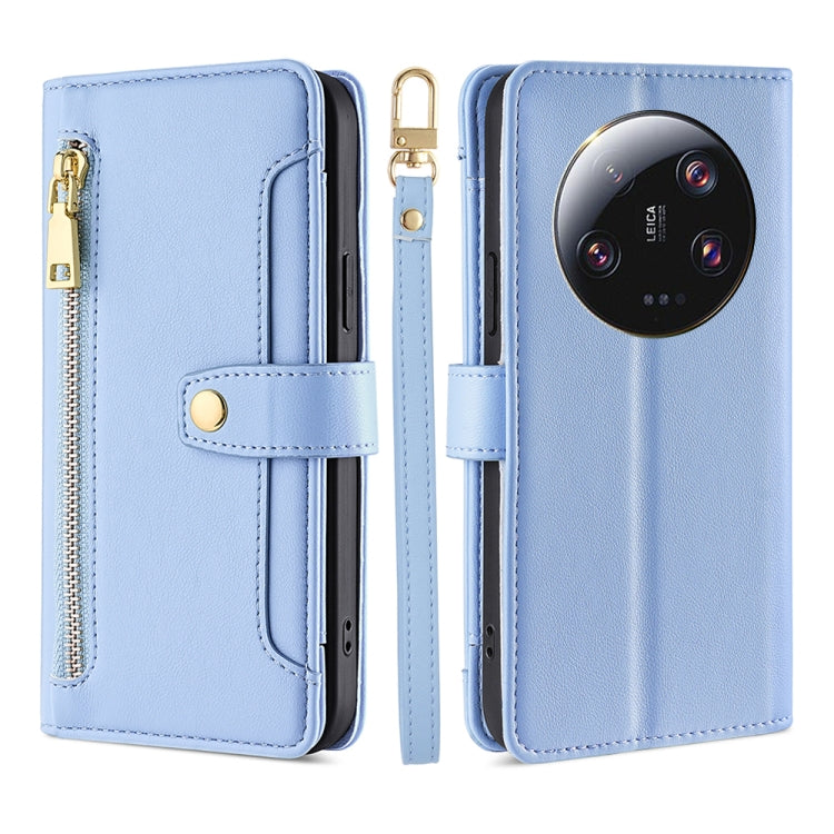 Sheep Texture Cross-body Zipper Wallet Leather Phone Case