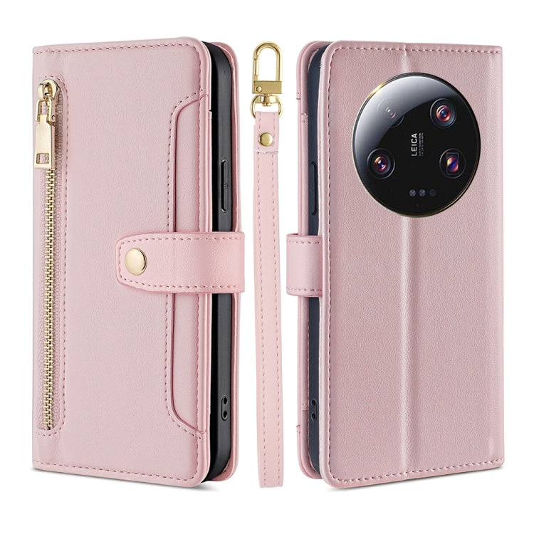 Sheep Texture Cross-body Zipper Wallet Leather Phone Case
