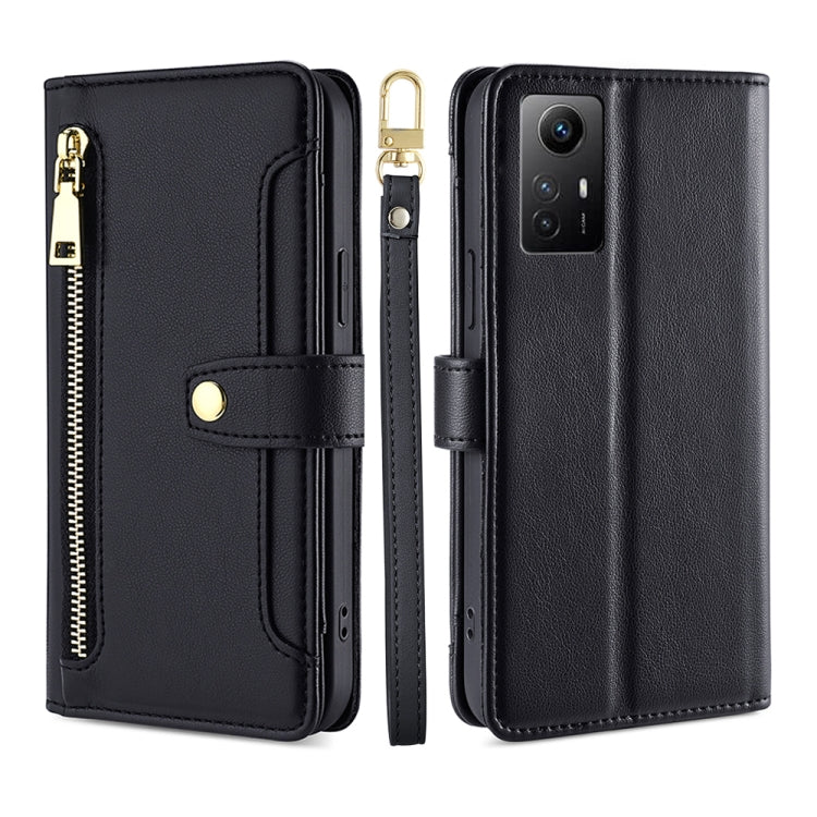 Sheep Texture Cross-body Zipper Wallet Leather Phone Case