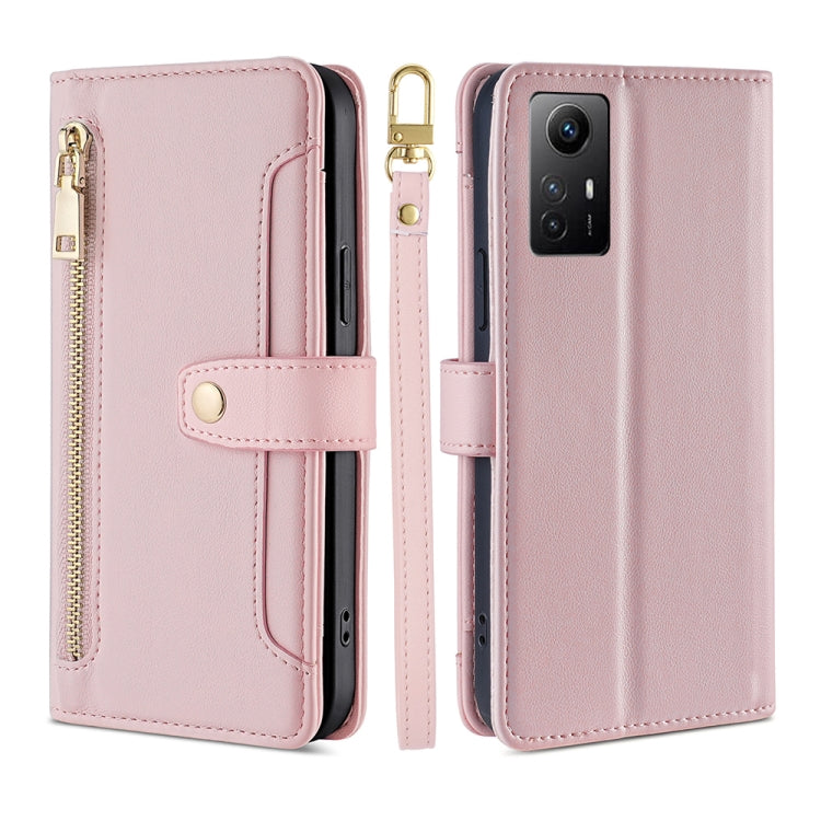 Sheep Texture Cross-body Zipper Wallet Leather Phone Case
