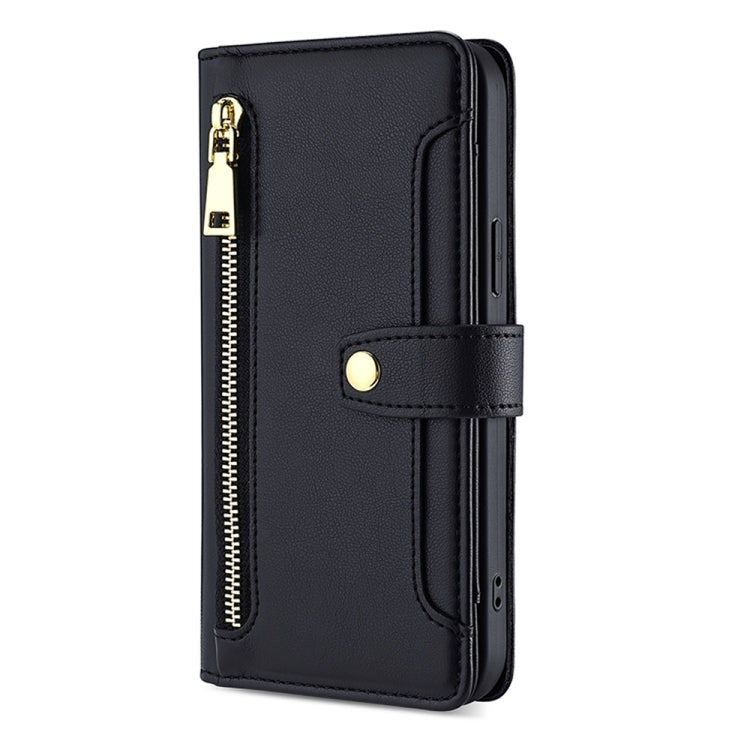Sheep Texture Cross-body Zipper Wallet Leather Phone Case