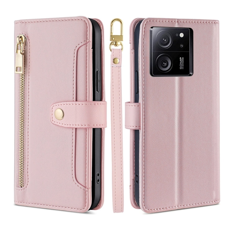 Sheep Texture Cross-body Zipper Wallet Leather Phone Case