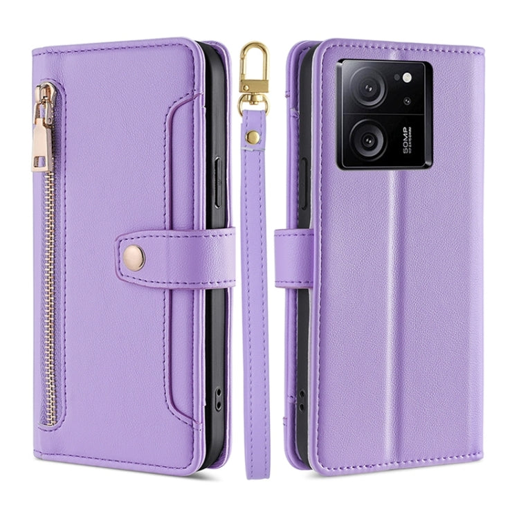 Sheep Texture Cross-body Zipper Wallet Leather Phone Case