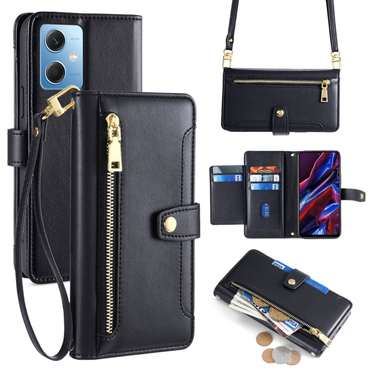 Sheep Texture Cross-body Zipper Wallet Leather Phone Case