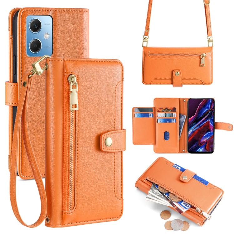 Sheep Texture Cross-body Zipper Wallet Leather Phone Case