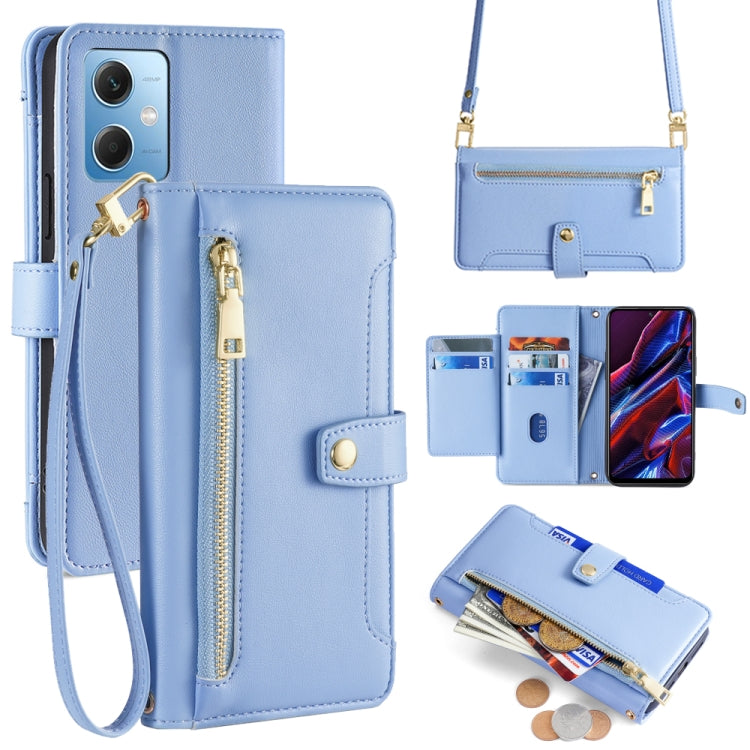 Sheep Texture Cross-body Zipper Wallet Leather Phone Case