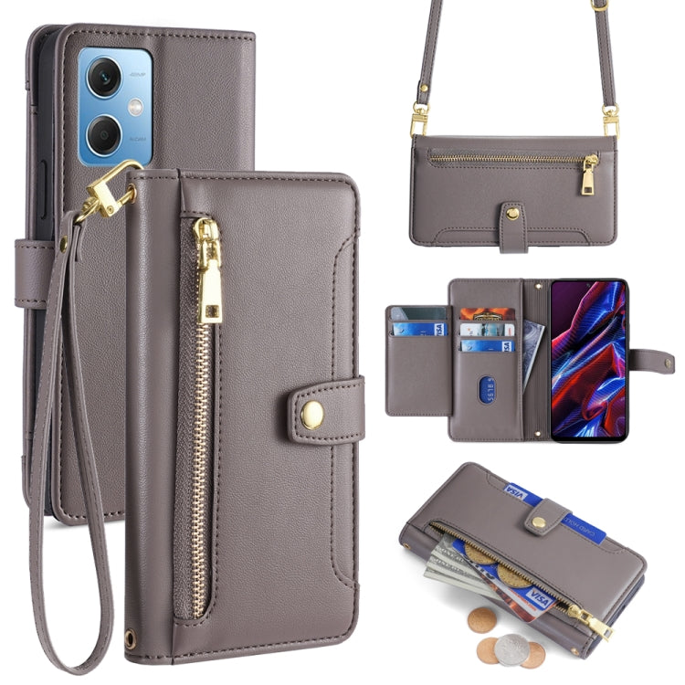 Sheep Texture Cross-body Zipper Wallet Leather Phone Case