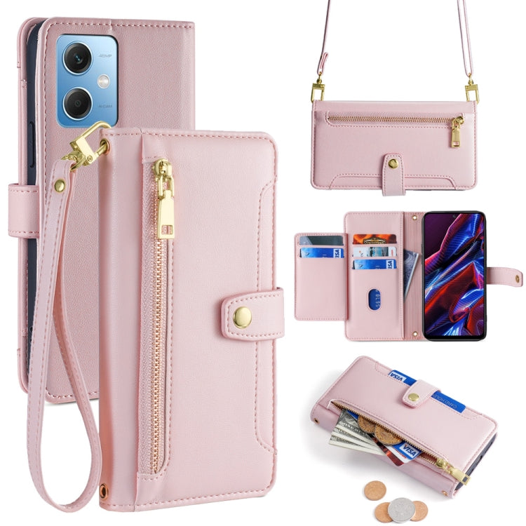 Sheep Texture Cross-body Zipper Wallet Leather Phone Case