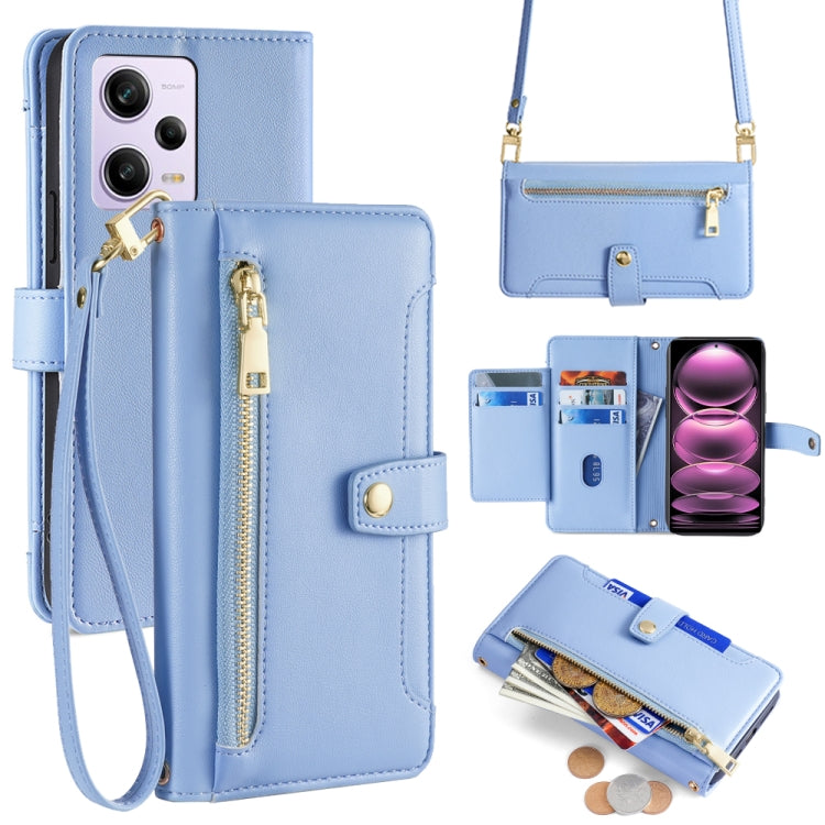 Sheep Texture Cross-body Zipper Wallet Leather Phone Case
