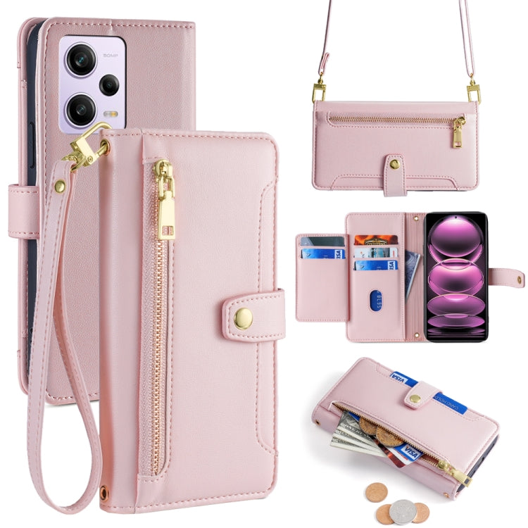 Sheep Texture Cross-body Zipper Wallet Leather Phone Case