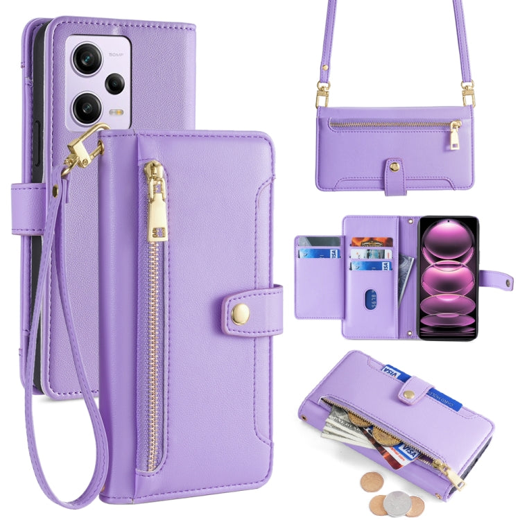 Sheep Texture Cross-body Zipper Wallet Leather Phone Case