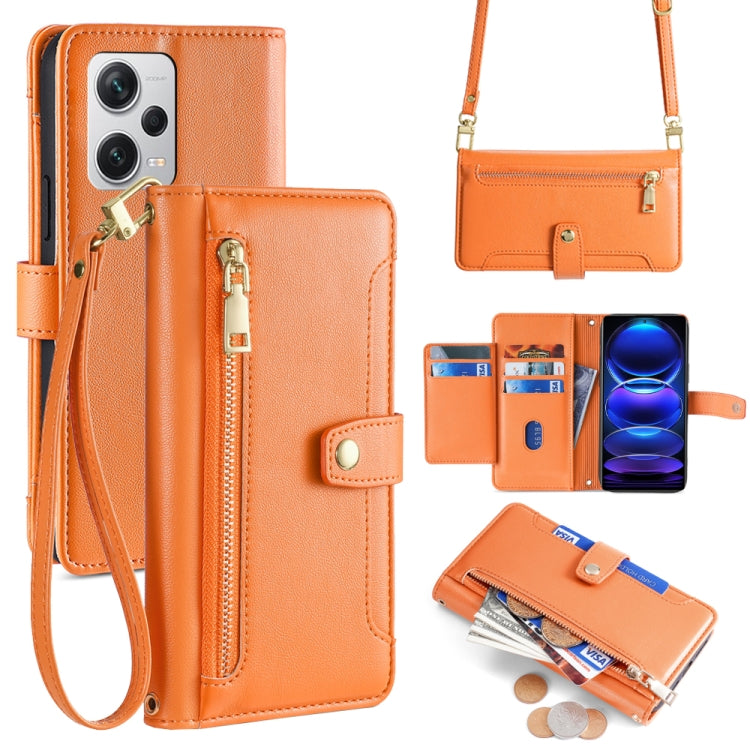 Sheep Texture Cross-body Zipper Wallet Leather Phone Case