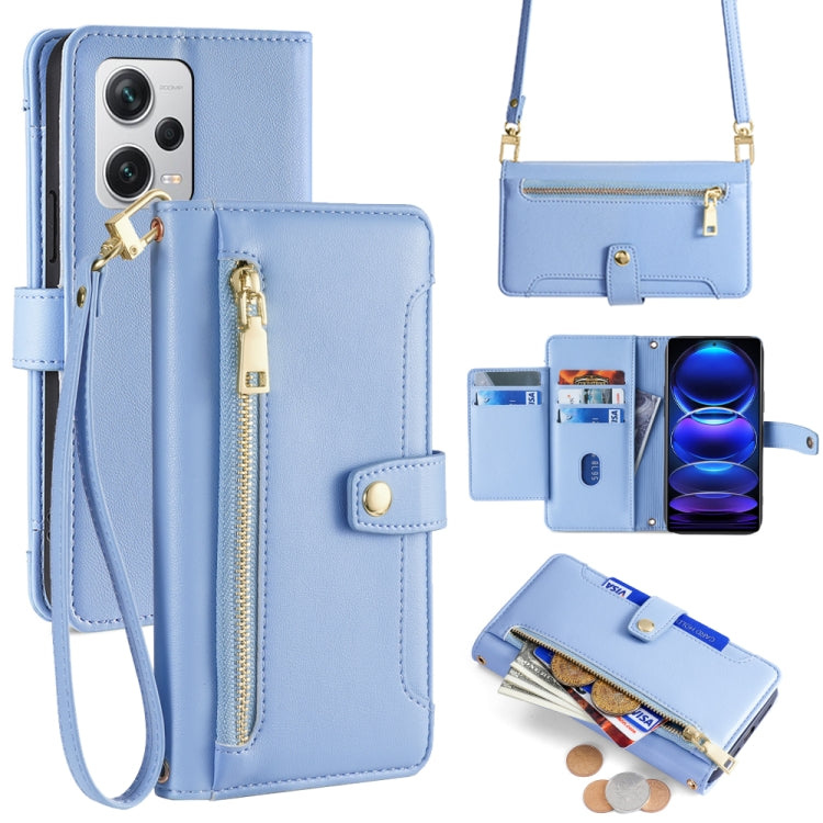 Sheep Texture Cross-body Zipper Wallet Leather Phone Case