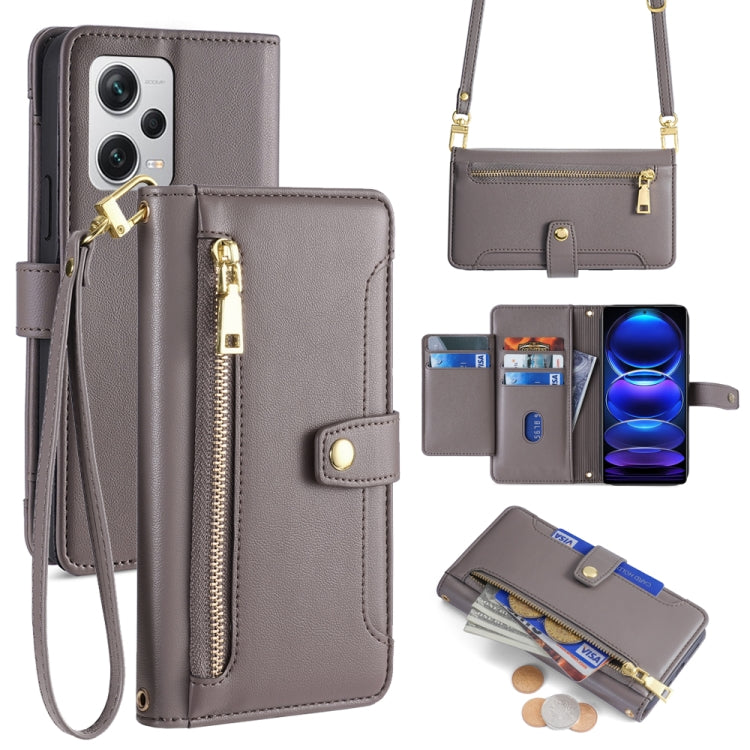 Sheep Texture Cross-body Zipper Wallet Leather Phone Case