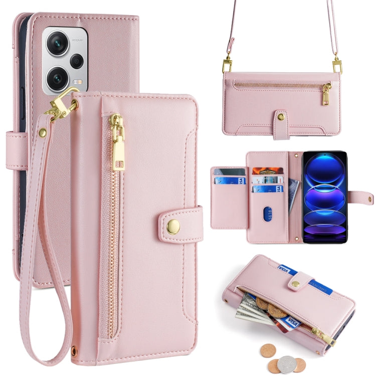 Sheep Texture Cross-body Zipper Wallet Leather Phone Case