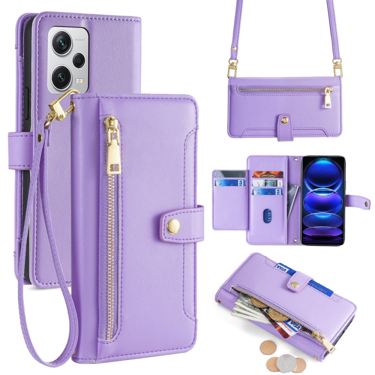 Sheep Texture Cross-body Zipper Wallet Leather Phone Case