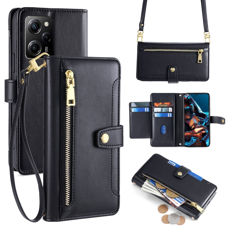 Sheep Texture Cross-body Zipper Wallet Leather Phone Case