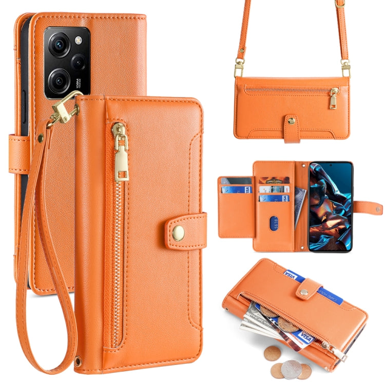 Sheep Texture Cross-body Zipper Wallet Leather Phone Case