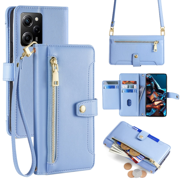 Sheep Texture Cross-body Zipper Wallet Leather Phone Case