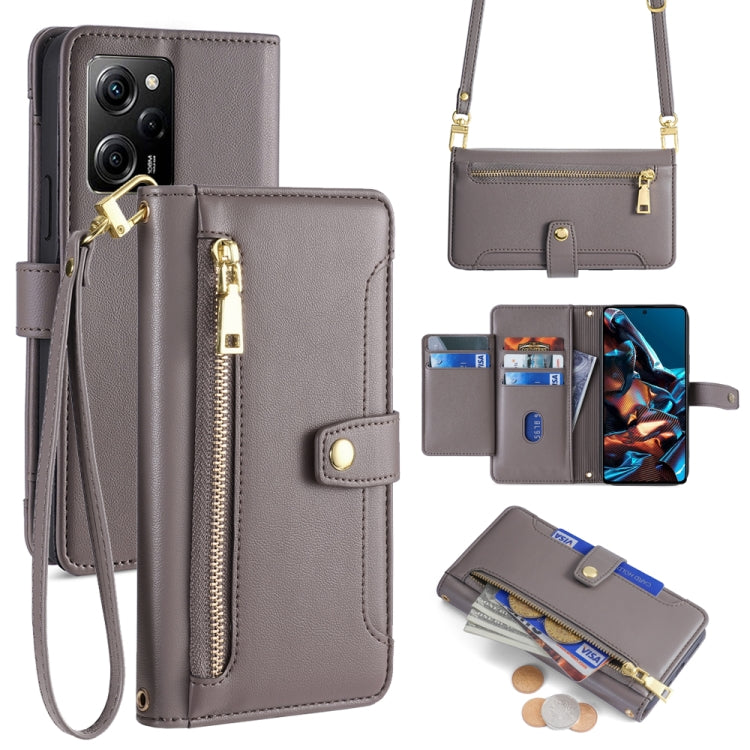 Sheep Texture Cross-body Zipper Wallet Leather Phone Case