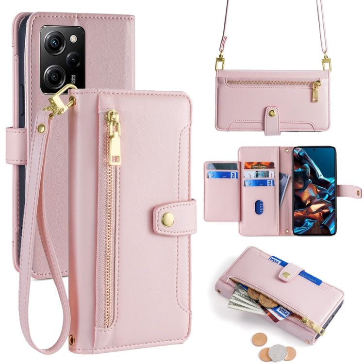 Sheep Texture Cross-body Zipper Wallet Leather Phone Case