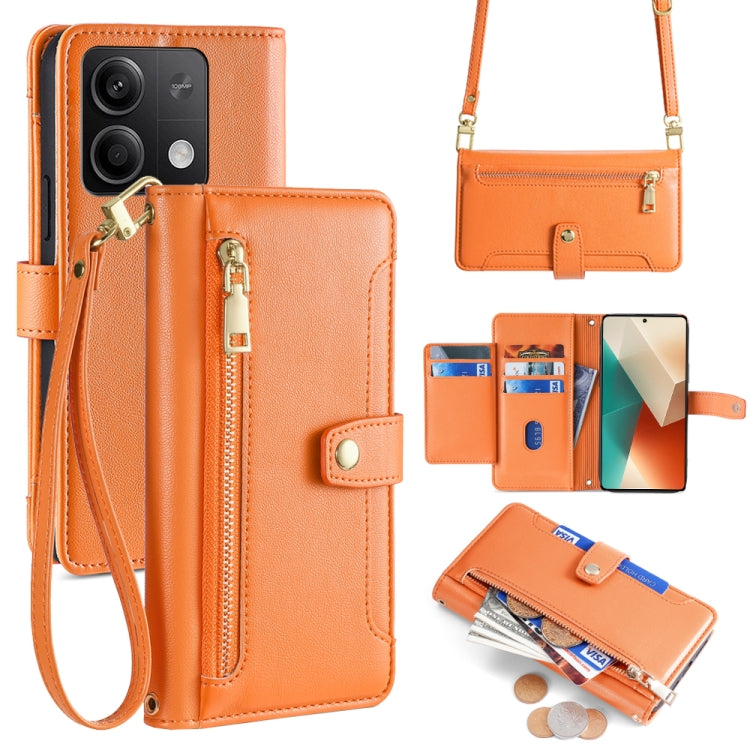 Sheep Texture Cross-body Zipper Wallet Leather Phone Case