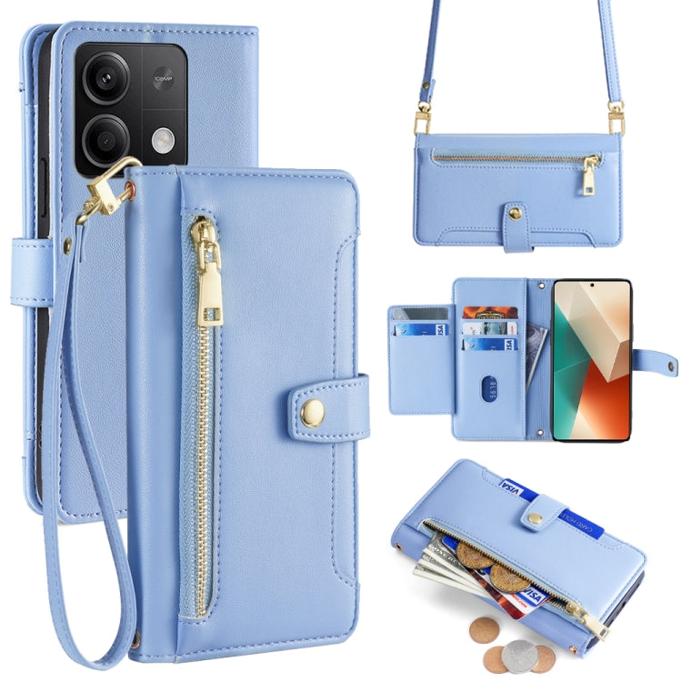 Sheep Texture Cross-body Zipper Wallet Leather Phone Case