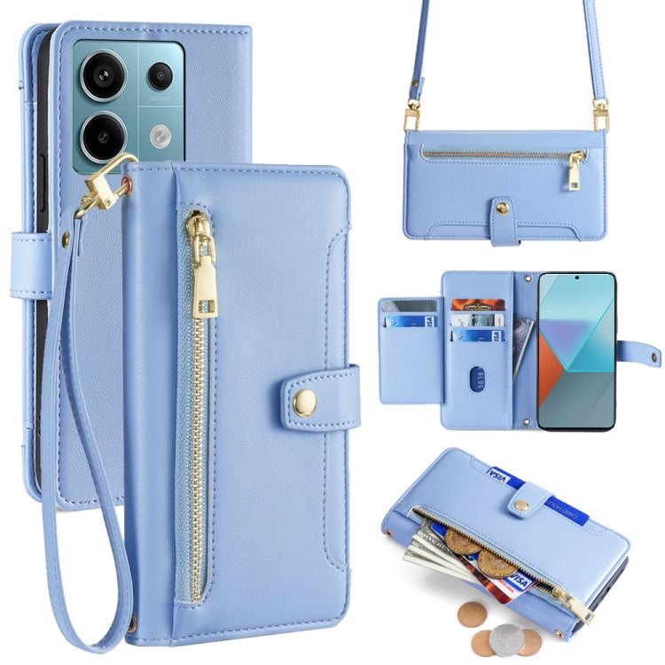 Sheep Texture Cross-body Zipper Wallet Leather Phone Case