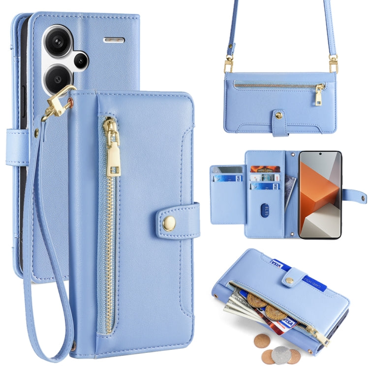 Sheep Texture Cross-body Zipper Wallet Leather Phone Case