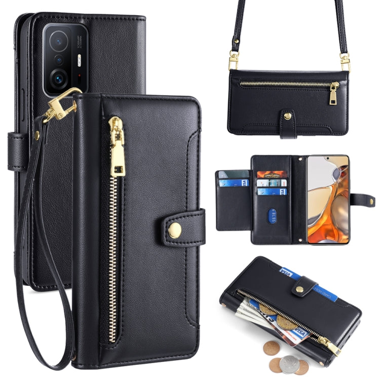 Sheep Texture Cross-body Zipper Wallet Leather Phone Case