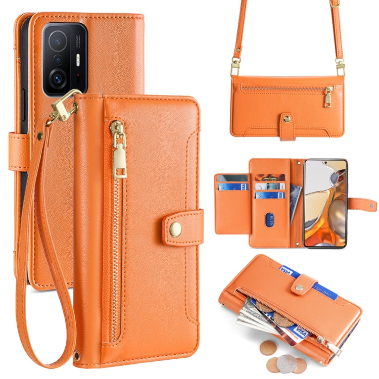 Sheep Texture Cross-body Zipper Wallet Leather Phone Case