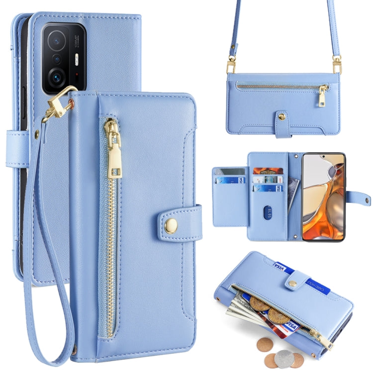 Sheep Texture Cross-body Zipper Wallet Leather Phone Case
