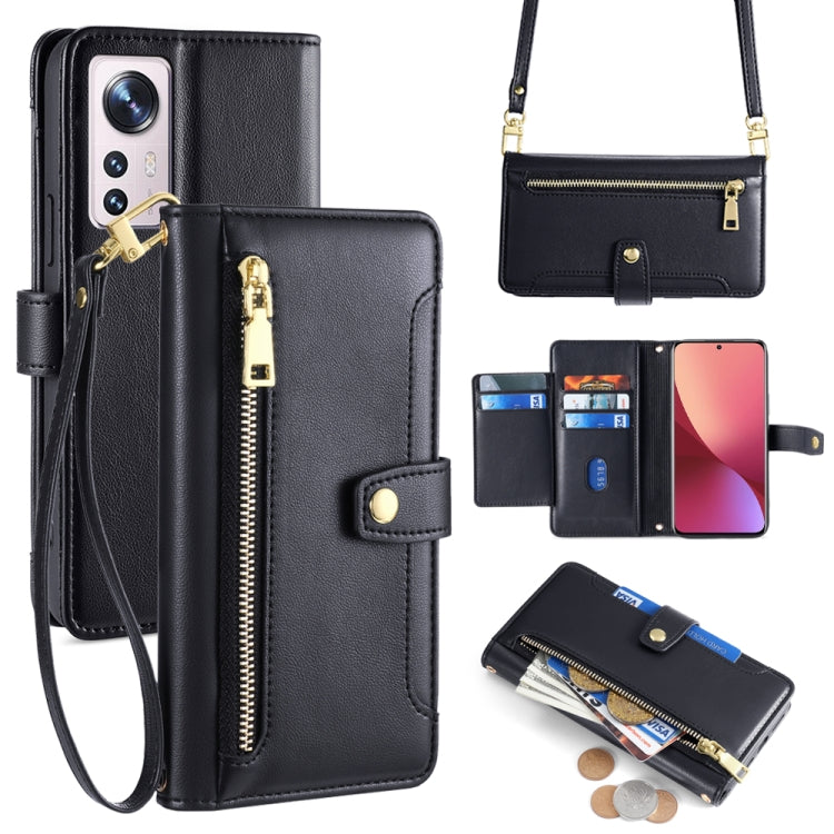 Sheep Texture Cross-body Zipper Wallet Leather Phone Case