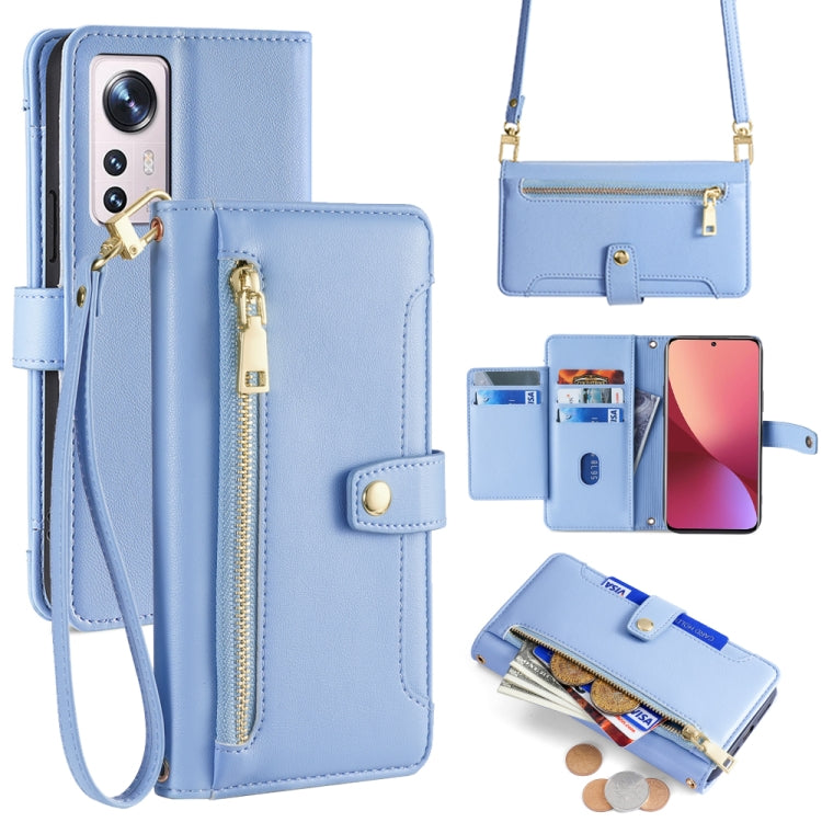 Sheep Texture Cross-body Zipper Wallet Leather Phone Case