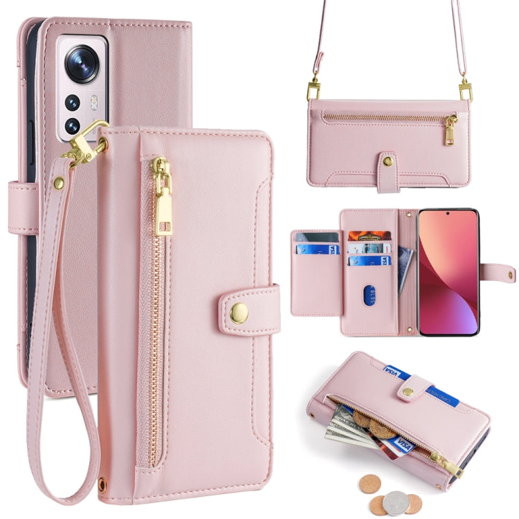 Sheep Texture Cross-body Zipper Wallet Leather Phone Case