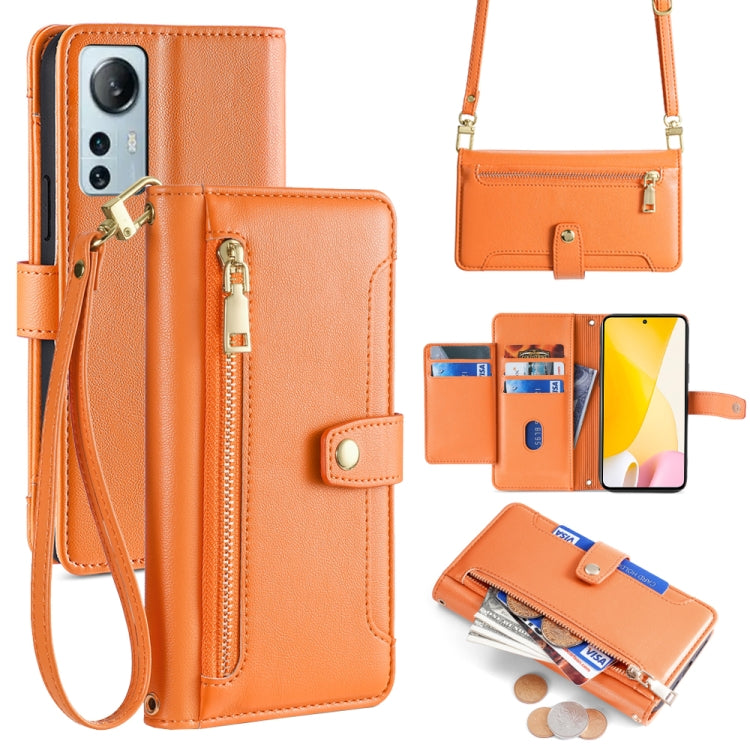 Sheep Texture Cross-body Zipper Wallet Leather Phone Case
