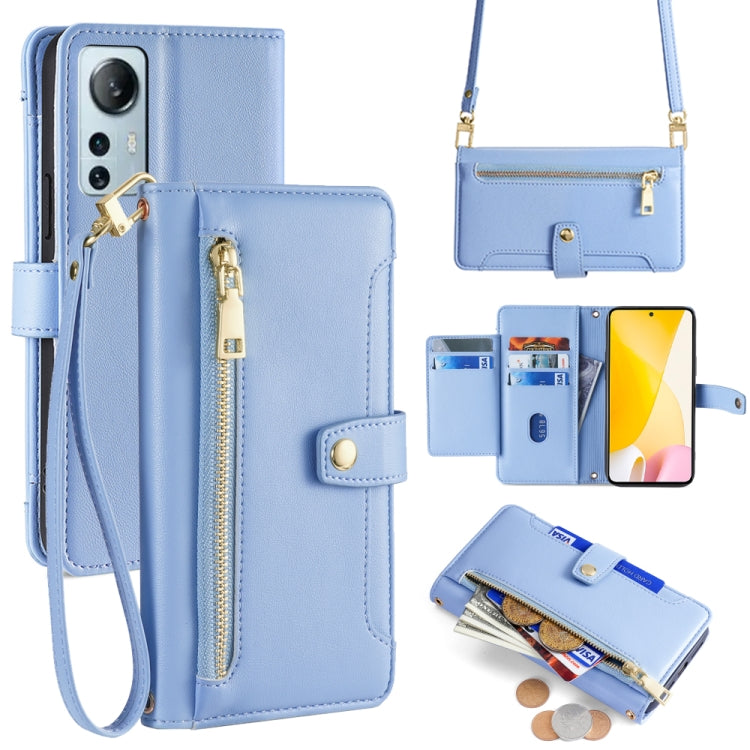 Sheep Texture Cross-body Zipper Wallet Leather Phone Case