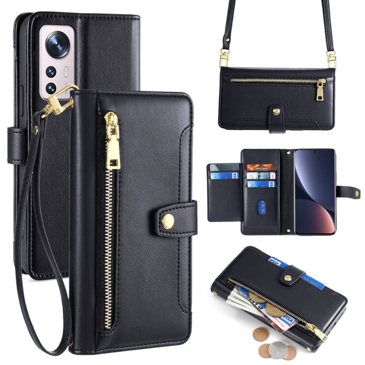 Sheep Texture Cross-body Zipper Wallet Leather Phone Case