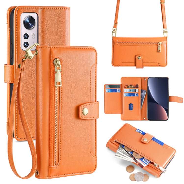 Sheep Texture Cross-body Zipper Wallet Leather Phone Case