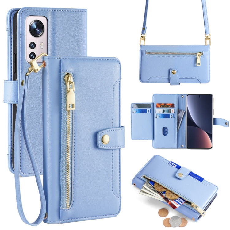 Sheep Texture Cross-body Zipper Wallet Leather Phone Case