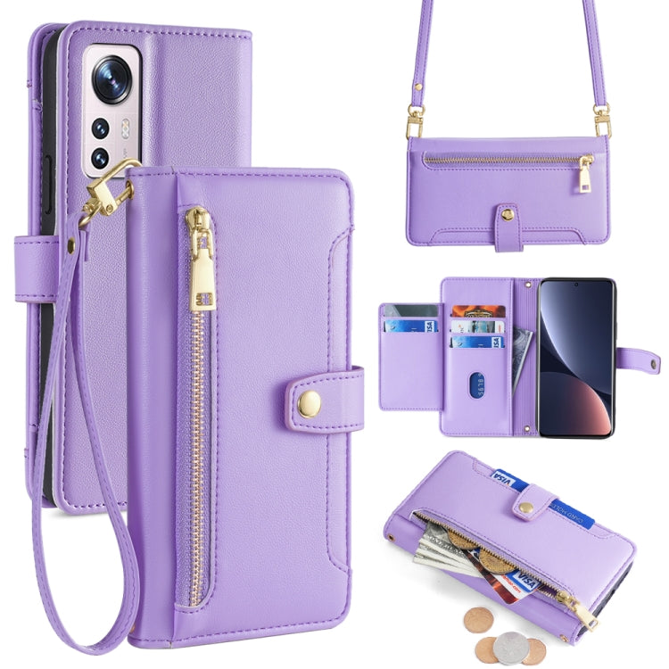 Sheep Texture Cross-body Zipper Wallet Leather Phone Case