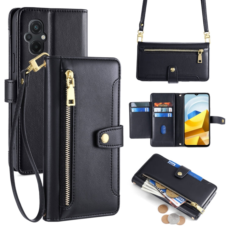 Sheep Texture Cross-body Zipper Wallet Leather Phone Case