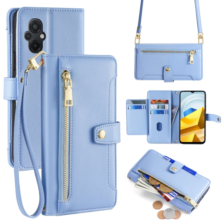 Sheep Texture Cross-body Zipper Wallet Leather Phone Case